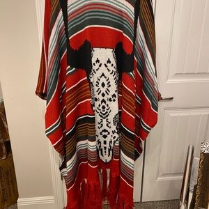 Steer head poncho wrap